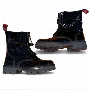 Zadig & Voltaire Joe Cecilia Black Patent Leather Combat Boots